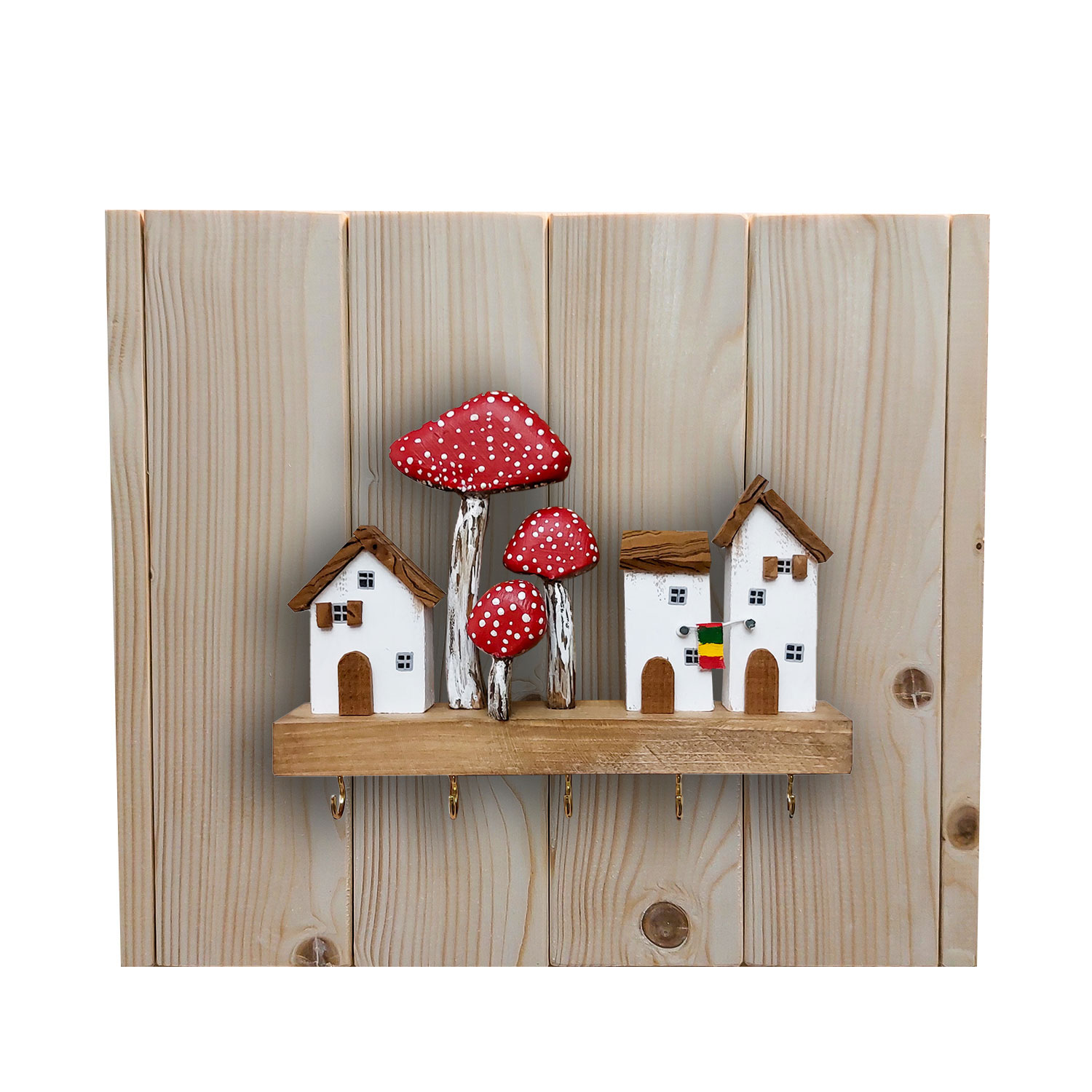 کاور جعبه فیوز و جاکلیدی چوبی دست ساز طرح دهکده رویایی کد 53622