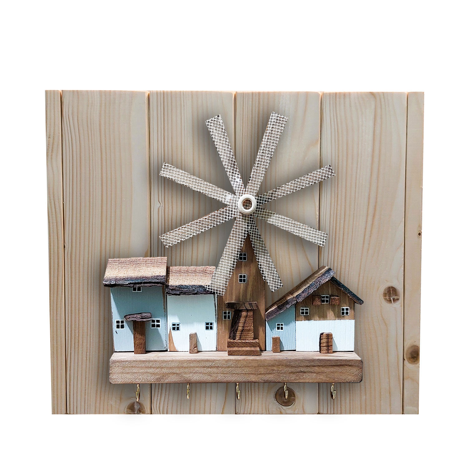 کاور جعبه فیوز و جاکلیدی چوبی دست ساز طرح دهکده رویایی کد 53672